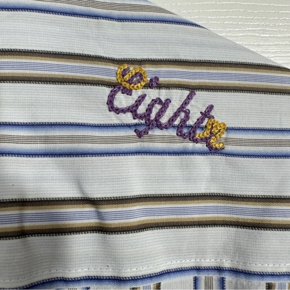 Men's dress shirt sz Lg by Eight, cotton, stripe, floral contrast, office, fall - Picture 8 of 10